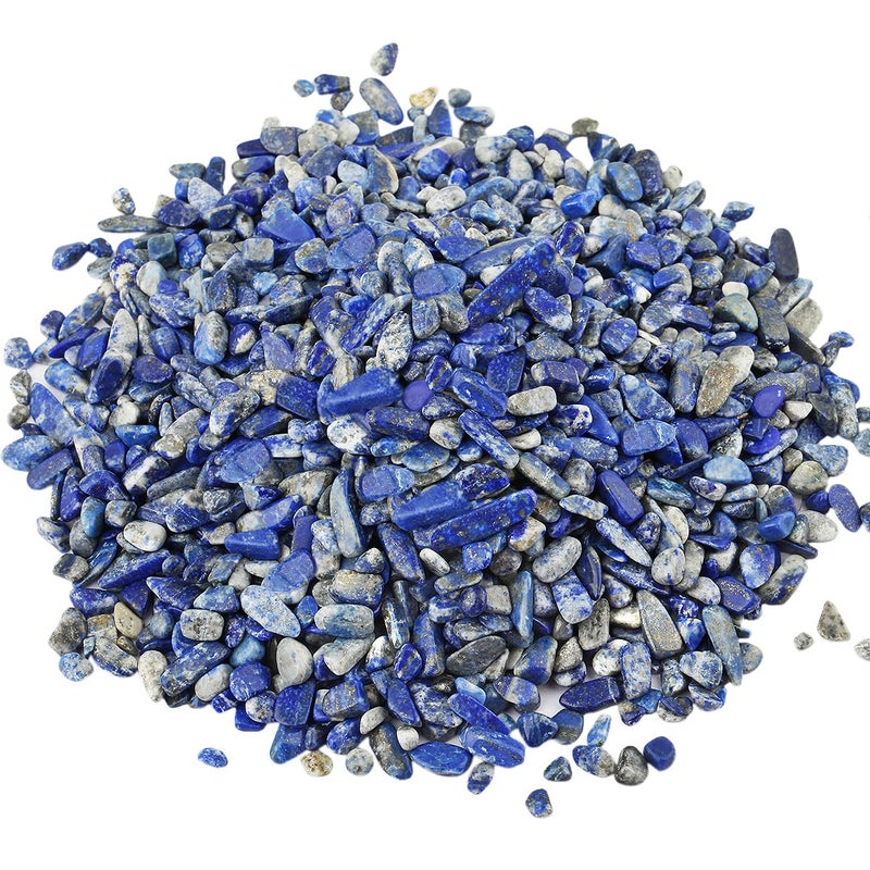 SUNYIK Lapis Lazuli Tumbled Chips Stone Crushed Pieces Irregular Shaped Stones 1pound(about 460 gram) - Image 1